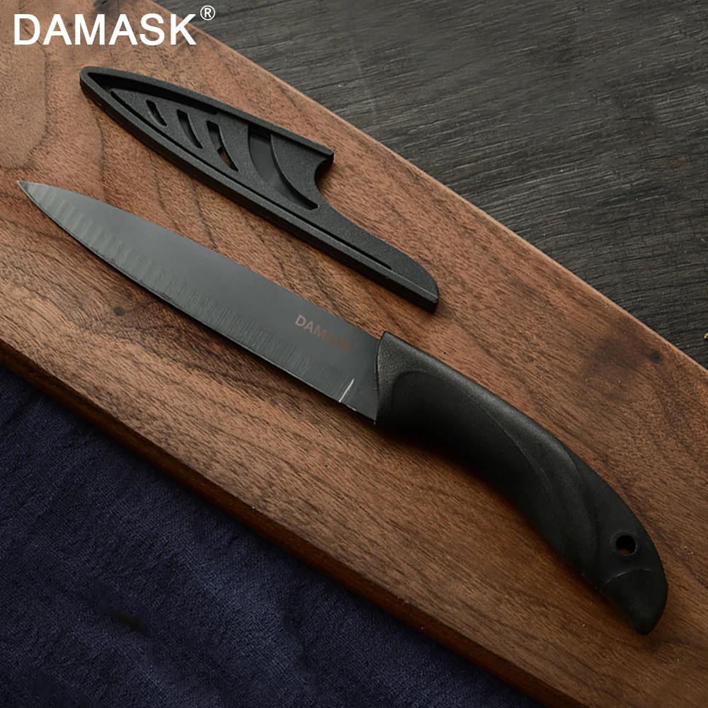 DAMASK Kitchen Knife Chef Knives 3Cr13 Stainless Steel Black Knife Cleaver Bread Santoku Knives PP Handle Cook Cutter Tool DAMASK Kitchen Knife Chef Knives 3Cr13 Stainless Steel Black Knife Cleaver Bread Santoku Knives PP Handle Cook Cutter Tool