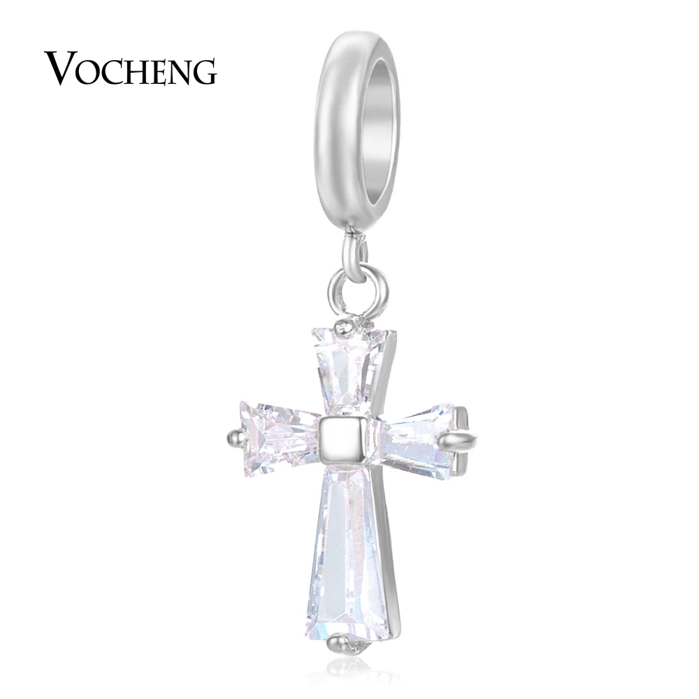 

10pcs/lot Endless Charms CZ Stone Crosses Dangle Charms Copper Metal Interchangeable Jewelry 3 Colors Plated VC-443*10