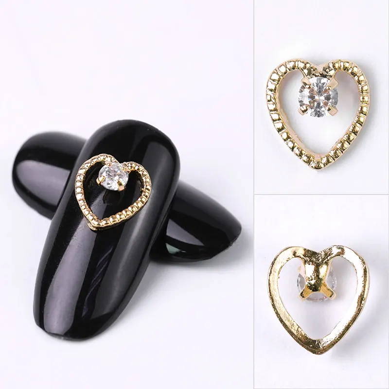 2pc gold 3d Rhinestone Rhinestone metal alloy jewelry Nail Art gems fashion glitter Zircon nail charms