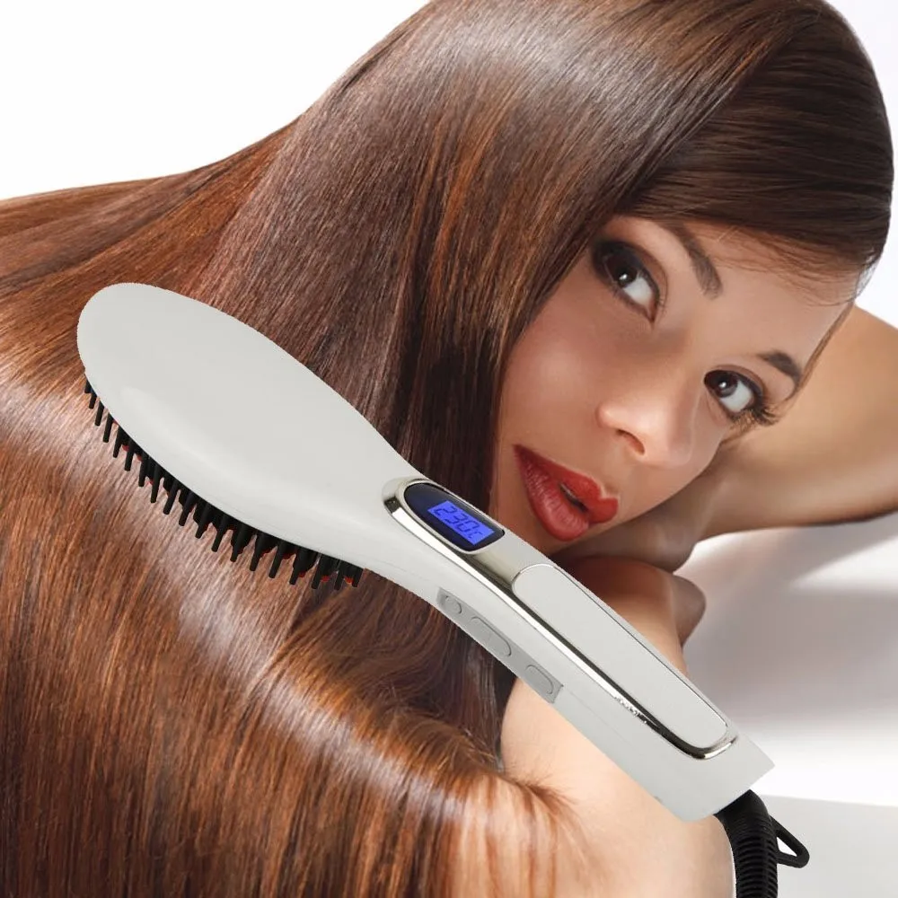 Профессиональный Выпрямитель для волос щетка портативная керамическая нагревательная выпрямитель щетка Антипробуксовочная статическая распутывание