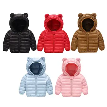 

Children's Winter Down Jacket For Boys Hooded Solid Color Coat Baby Girl Light Down Toddler Cotton Jacket Kids Clothing For 1-5Y