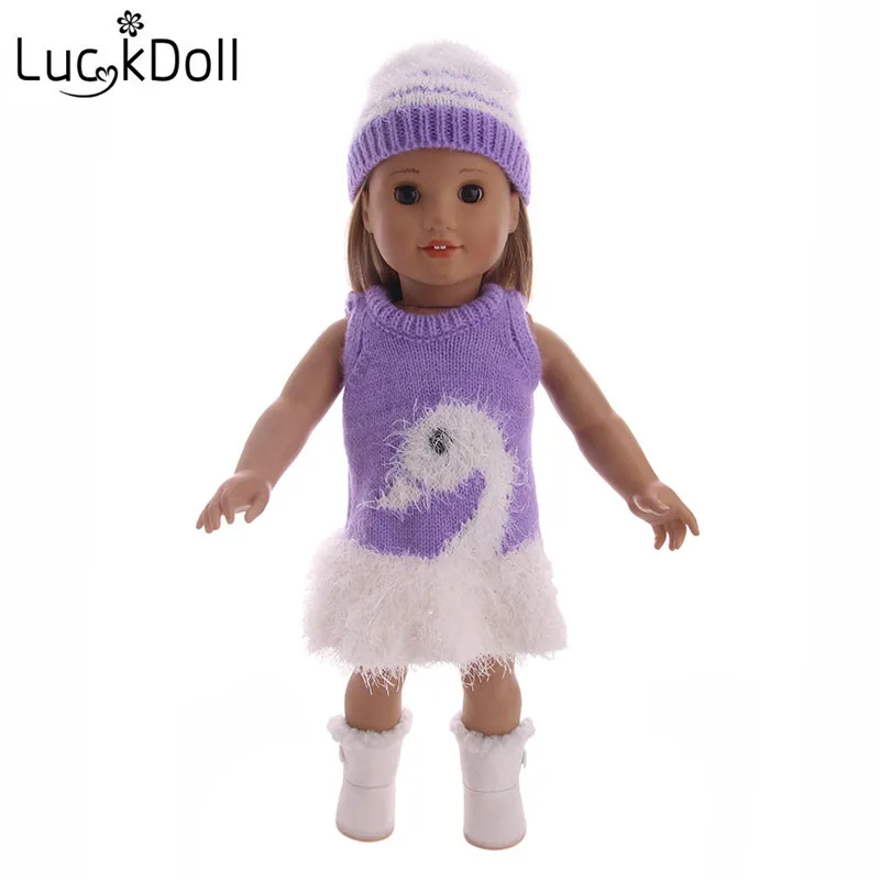 LUCKDOLL новый свитер шляпа очки BootsFit 18 дюймов Американский 43 см BabyDoll одежда