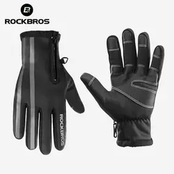 ROCKBROS велосипедные перчатки теплые зимние велосипедные перчатки полный палец ветрозащитные варежки MTB шоссейные велосипедные перчатки