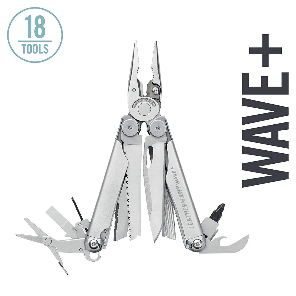 Мультитул LEATHERMAN-Wave Plus с высококачественными сменными кусачками и пружинными ножницами, нержавеющая сталь