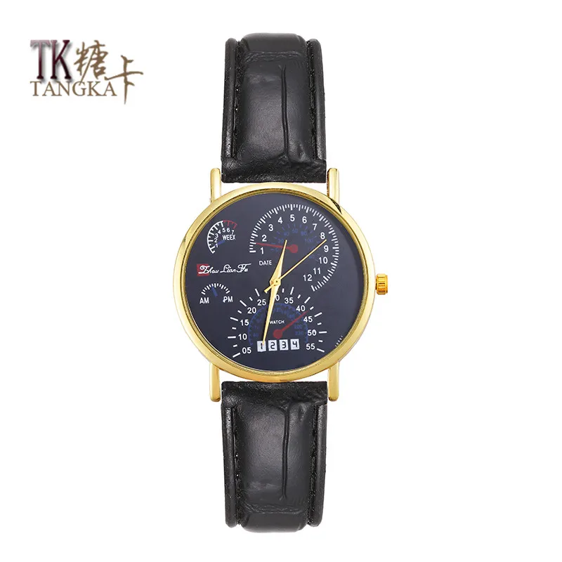 

New The leisure fashion lovers Watch Man-made leather strap Watch Stainless Steel Quartz Watch British style