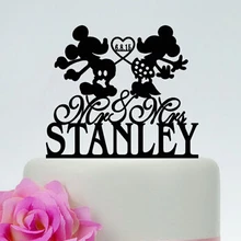 Акриловый для свадебного торта топперы любящая мышь на заказ Жених невесты имя и дата помолвка прием гостей в доме невесты украшения