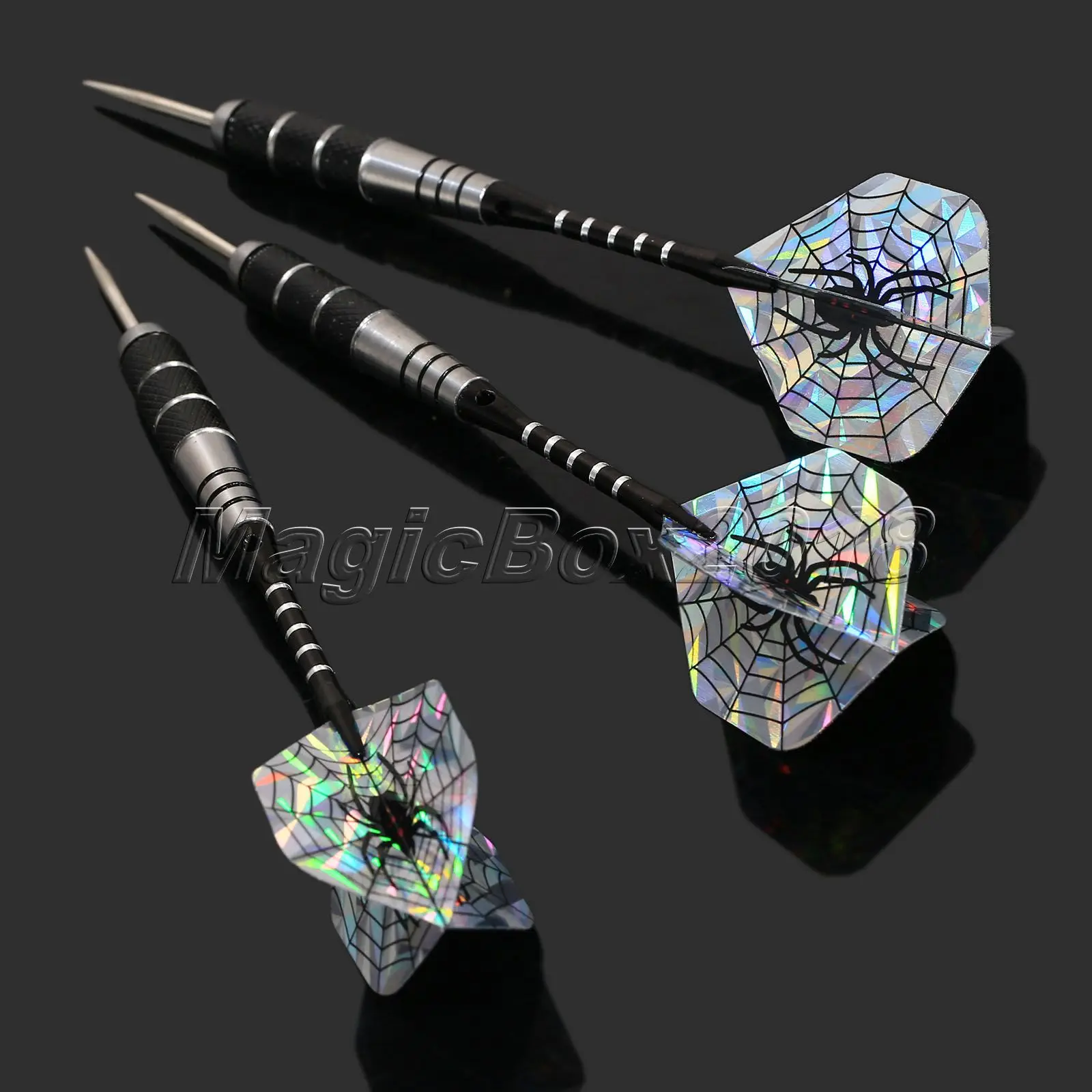 3pcs/set 22g Tungsten Steel Metal Point Needle Tip Darts With Nice 2D Spider Dart Flights & Grooved Aluminium Dart Shafts Dardos