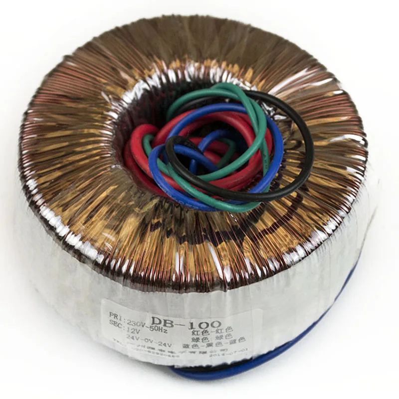 

100VA Input: 230V Output: Output: 24V-0-24V 0-12V (0.5A)/ 100W Toroidal transformer