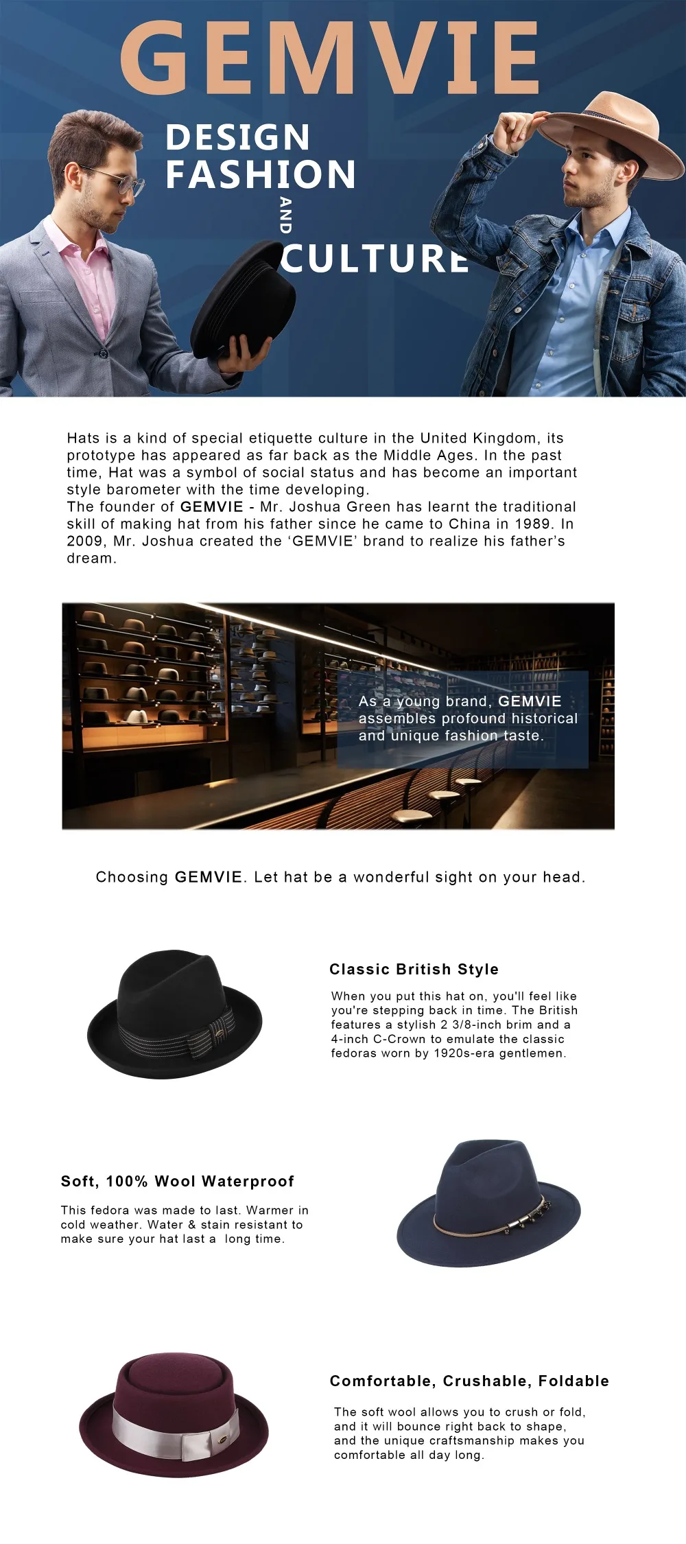 GEMVIE Высококачественная фетровая шляпа унисекс из шерсти для мужчин и женщин с широкими полями классическая джазовая Кепка винтажная лента с принтом