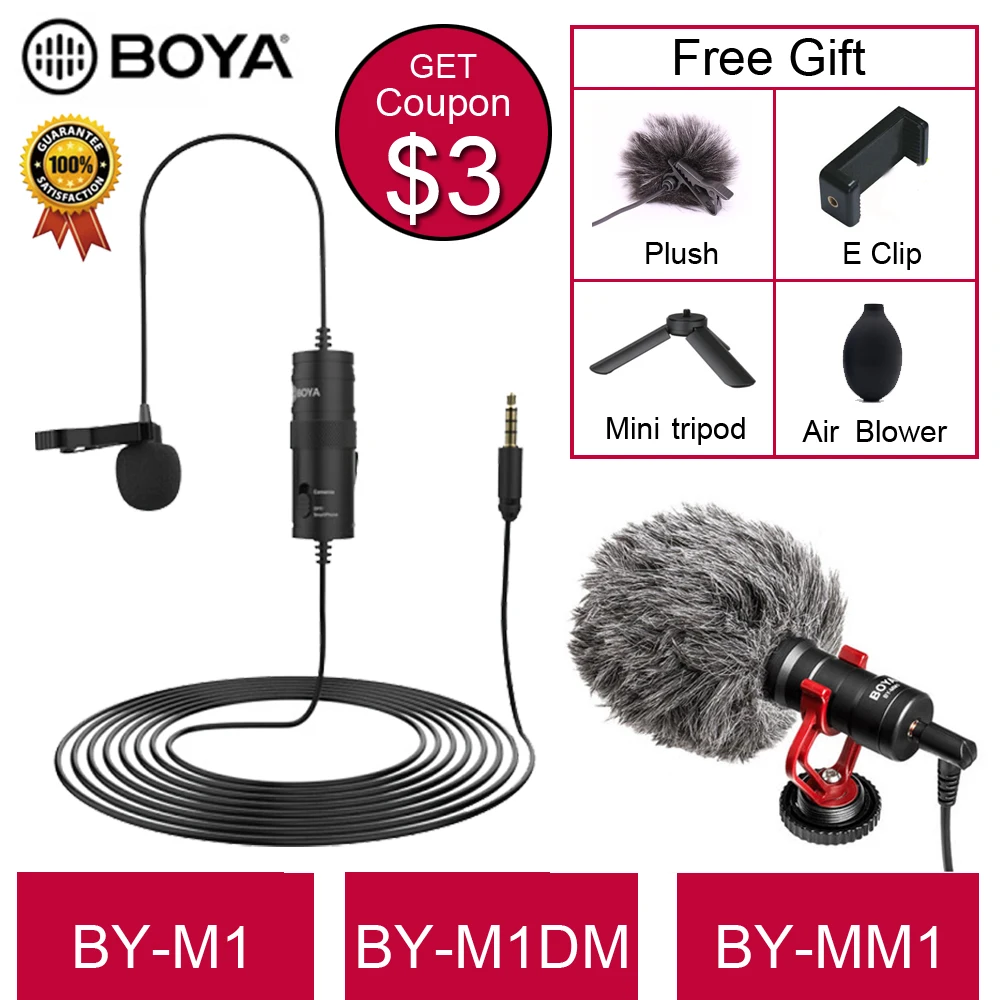 BOYA BY-M1 BY-M1DM BY M1 петличный микрофон камера видеозаписывающее устройство для iPhone