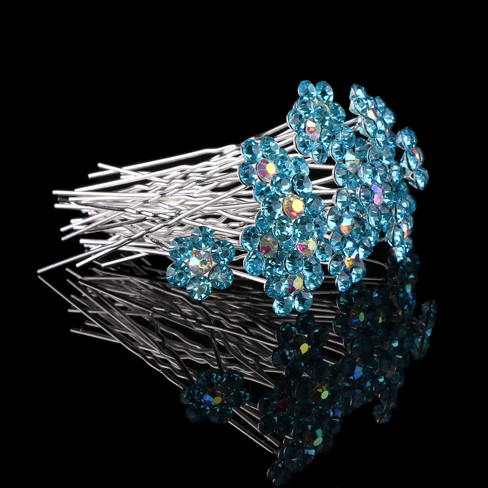 20 шт./компл. Для женщин обувь для девочек с украшением в виде кристаллов Стразы с цветами и жемчугом; заколка для волос Зажимы Для женщин свадебные волос головной убор невесты женские аксессуары для волос