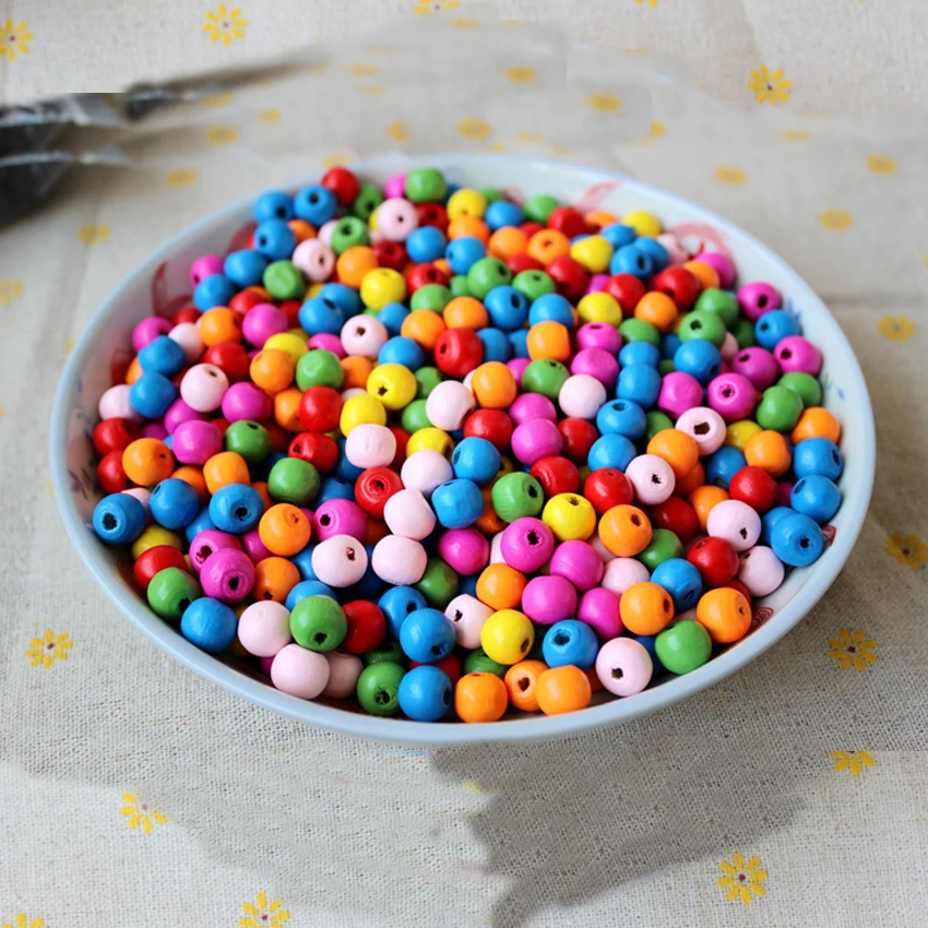 200 Pcs Mix Natural Wooden Beads European Beads For Kids DIY Jewelry Making