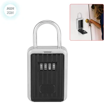 

4-Digit Safe Security Safe Box Keys Storage Outdoor Storage Key Box Holder Door Hanging Combination Lock Security Key Holder Box