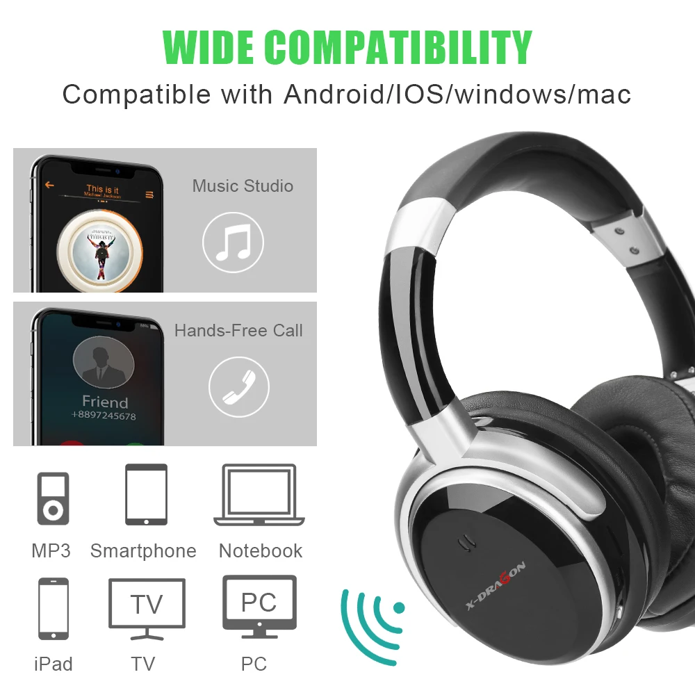 Наушники с шумоподавлением наушники беспроводные Bluetooth Hi Fi стерео