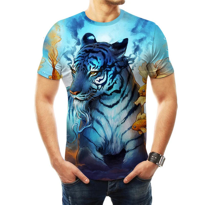 Women Men Fun Animals 3D Printing T-Shirt Casual Crew Neck Short Sleeve Top Tees