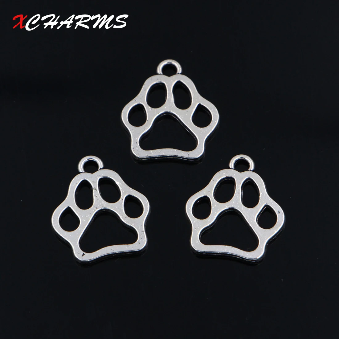 

XCHARMS 10pcs/lot Charms Animal Pets Dogs Paw 17*19mm Antique Making Pendant fit Vintage Tibetan Silver DIY Bracelet Necklace