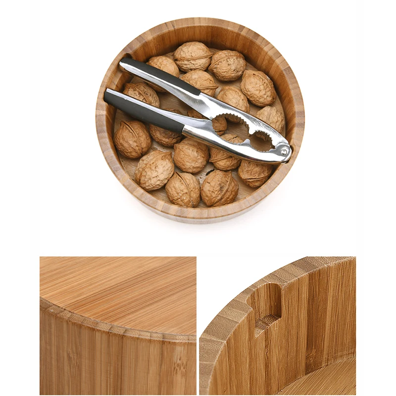 Многофункциональный ореховый крекер из алюминиевого сплава орехокол для грецких орехов ореховый орех инструмент для открывания миндаля с бамбуковая миска для кухни дома