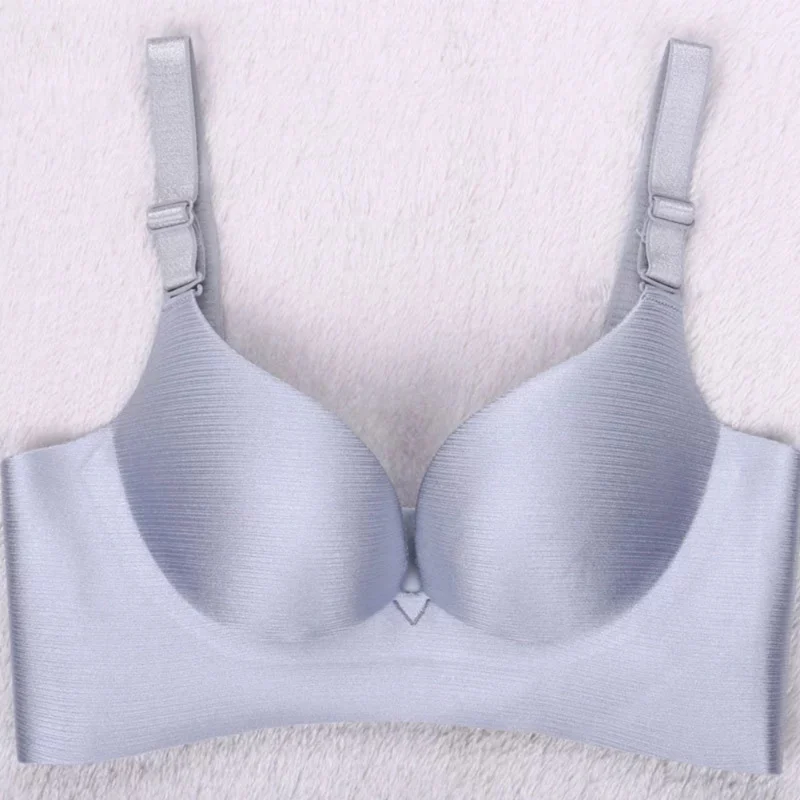 

Women Padded Push Up Bra Sexy Deep V Brushed Smooth One-piece Seamless Bra Bralette Adjustable Gathered Bra Wire Free Underwear