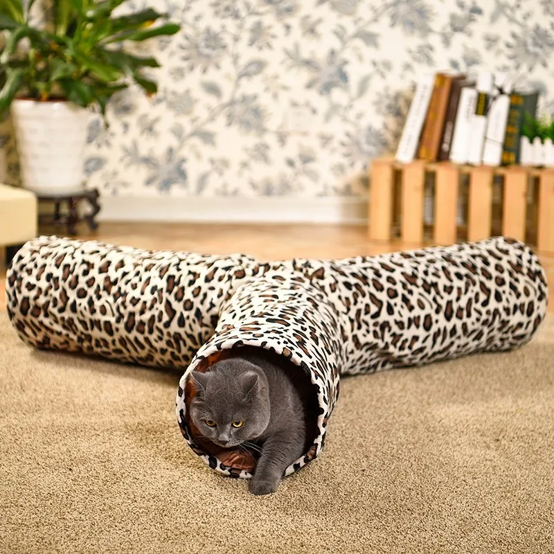 Кошка кролик Leopard 3 способа весело играть Tunnel Crinkle котенок складной массового кошка складной Игрушечные лошадки долго играть туннель