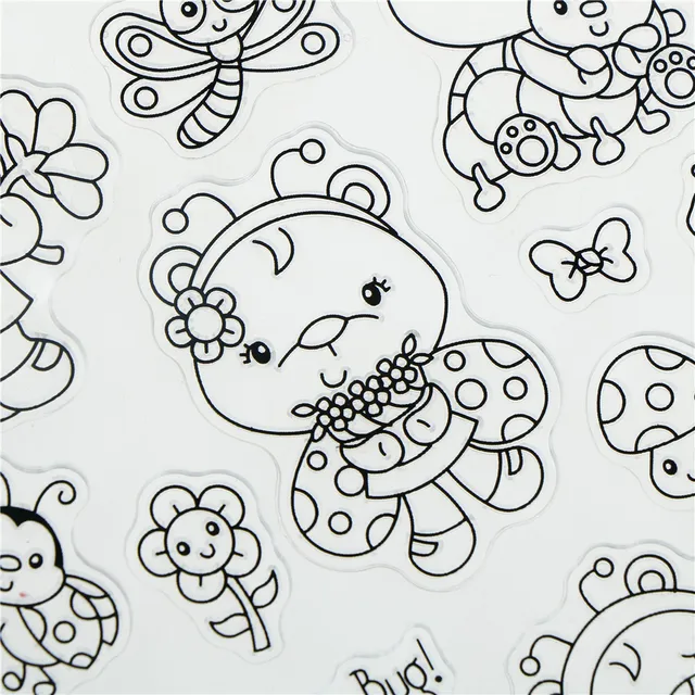 decorative clear stamp sheets ladybug transparent clear silicone stamp sheets