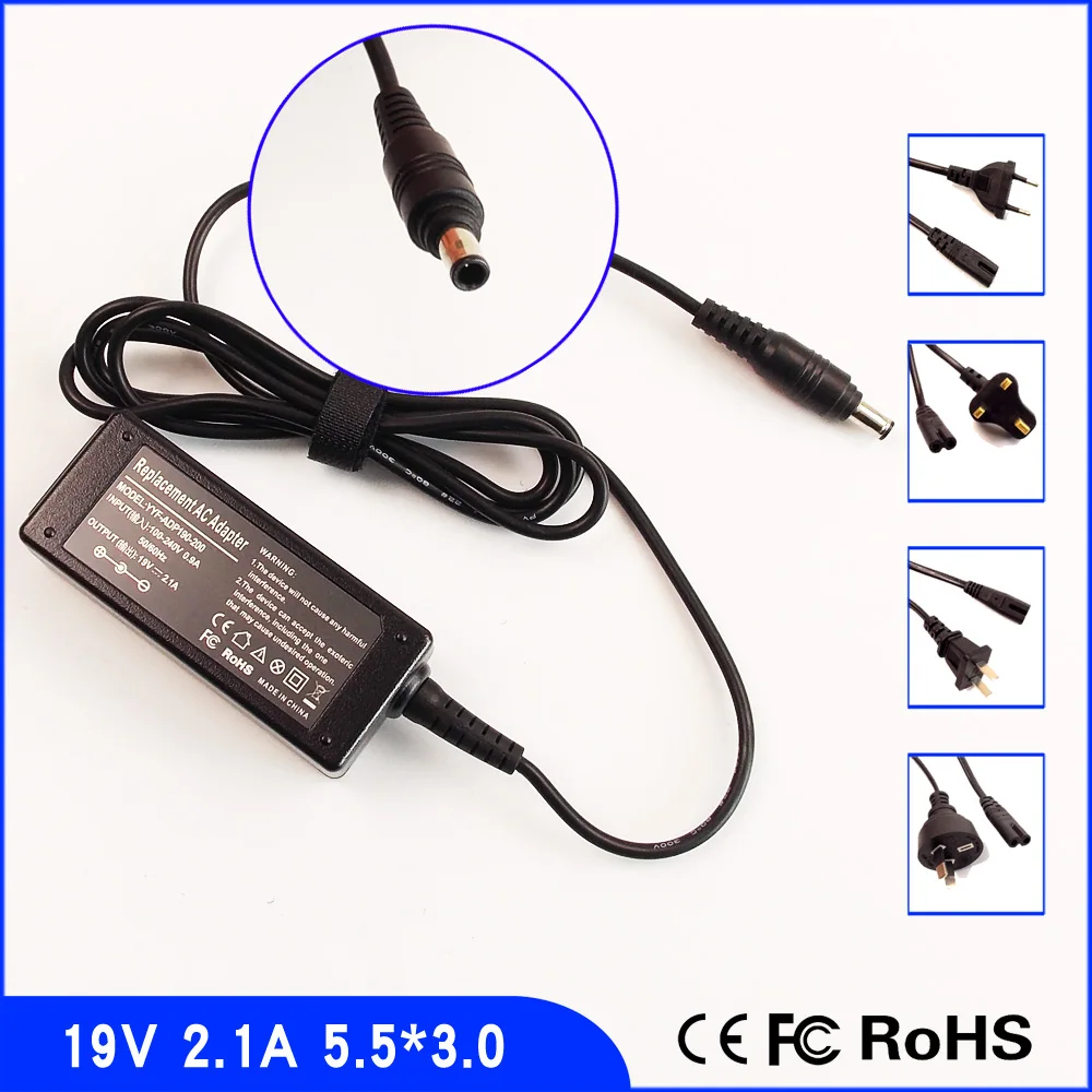 

19V 2.1A Laptop Ac Adapter Power SUPPLY + Cord for Samsung AD4019 Ad-6019 AP04214-UV ADP-60ZH A BA44-00243A AA-PA2N40W