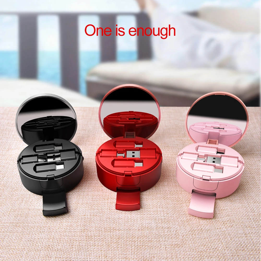 Oatsbasf 3 In 1 Micro Usb Type C Retractable Cable for IPhone X 8 7 6 6s plus Powder Cake Box Hidden USB Charging Charger Cable Oatsbasf 3 In 1 Micro Usb Type C Retractable Cable for IPhone X 8 7 6 6s plus Powder Cake Box Hidden USB Charging Charger Cable