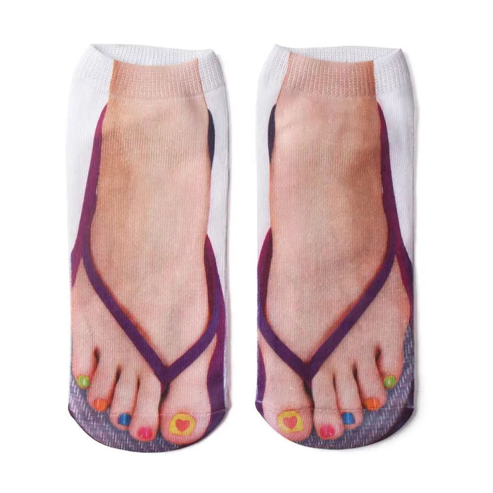 1 пара носков с 3D принтом в форме тапочка для женщин и девочек, забавные носки, короткие носки с низким голенищем, незаметный Носок, короткие носки-лодочки, горячая распродажа