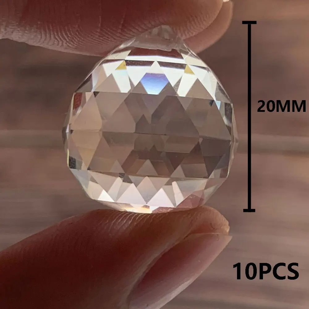 

10pcs 20MM Feng Shui Hanging Facted Crystal Ball Prisms Glass Chandelier Parts Suncatcher Pendant DIY Hanging Ornament
