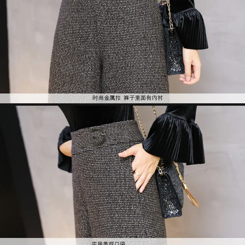 Lana La Nueva Desgaste Alta Sueltos Cintura Pierna Llegada Señora Pantalones Invierno Mujeres Longitud Tobillo De Trabajo Oficina Grey Cálido 2019 g8aqdg