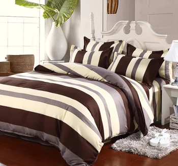 

Soft comfortable bed linen christmas Gray simple stripe king queen twin size 3/4pc cotton bedding sets hot sale pillowcases