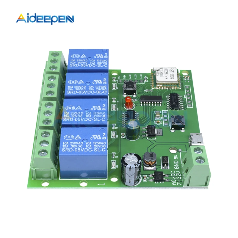 DC 5 V-32 V 4 канала Беспроводной Wi-Fi 10A реле задержки переключатель 4-полосная приложение Управление для IOS и Android для умного дома