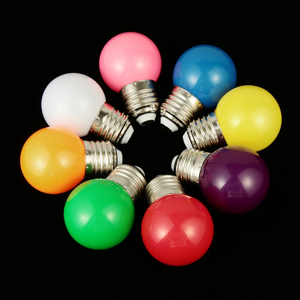 

Newest Colorful E27 1W 220V Red Green White Yellow Pink Orange Purple Energy Blubs Energy Saving LED Golf Ball Light Globe Lamp