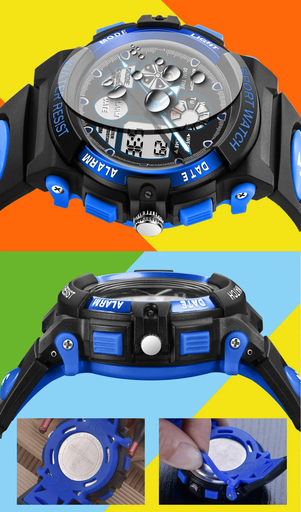SANDA брендовые водонепроницаемые спортивные детские часы для девочек и мальчиков электронные часы Детские светодиодные цифровые наручные часы для девочек и мальчиков