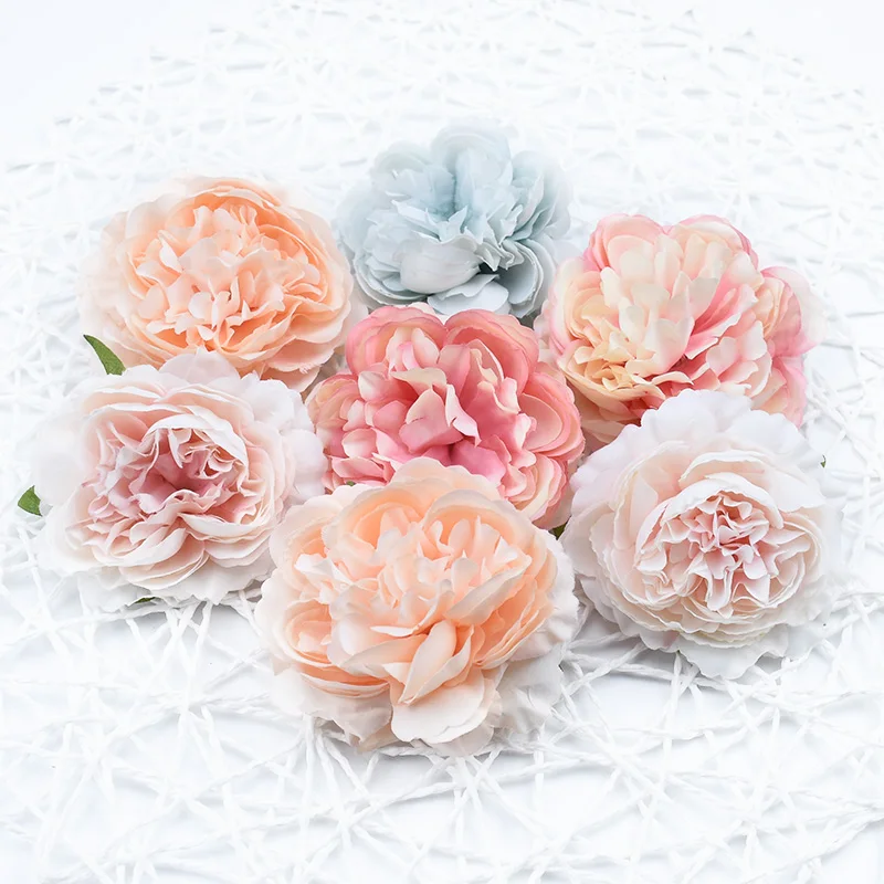 10pcs Silk peony flowers for scrapbook wedding flower wall bridal accessories clearance christmas home decor artificial flowers