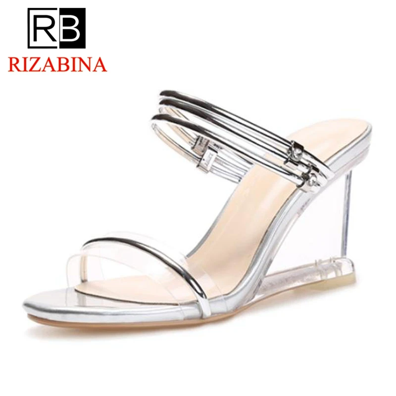 

RizaBina New Trendy Women High Heel Sandals Open Toe Back Strap Transparent Sandals Fashion Party Shoes Women Size 34-39