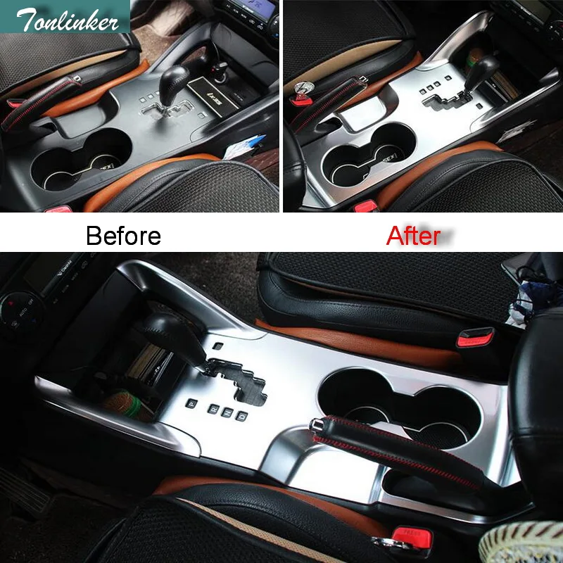 Tonlinker 3 PCS DIY font b Car b font styling ABS Gear stalls panel Decorative light