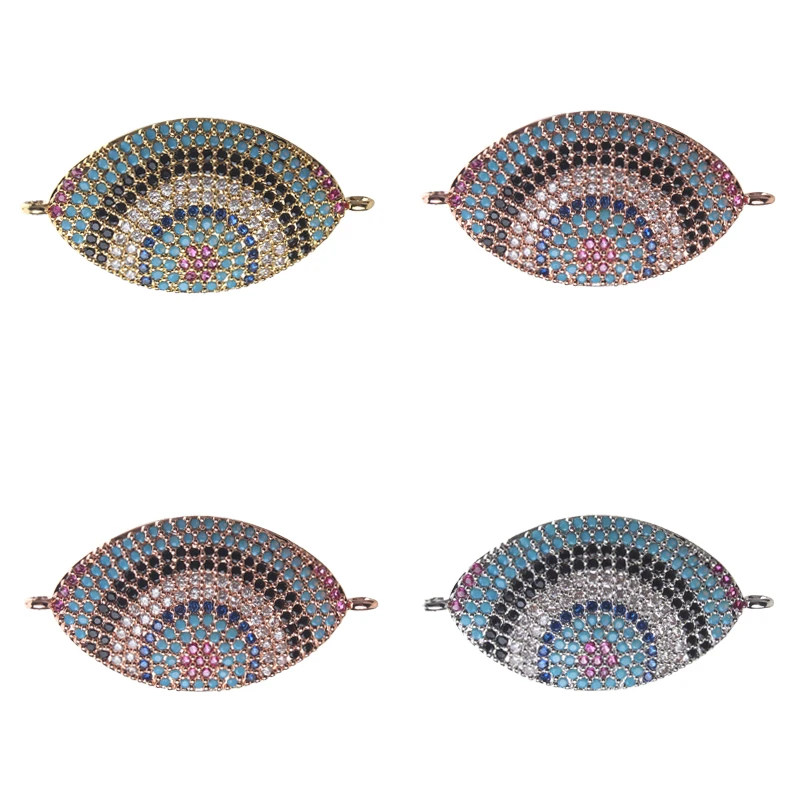 

1pc 33*17mm Copper Evil Eye Charms Connectors Colorful Micro CZ Pendant Luxury Bracelet Fashion Women Jewelry Accessories