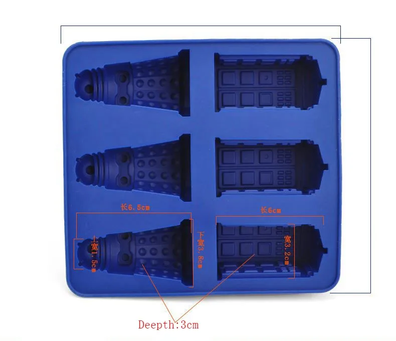 Новое поступление Еда Класс в виде далека из сериала «Доктор Кто» и из ТПУ с принтом "Тардис(поднос кубика льда конфеты шоколадное желе пресс-форм Кухня инструмент
