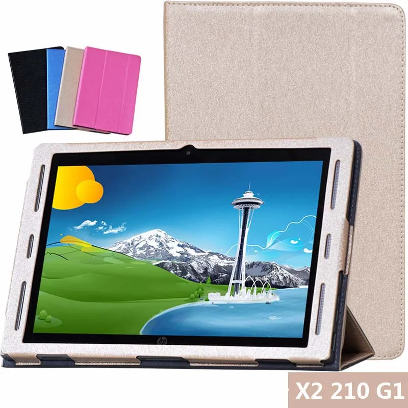 Роскошный умный чехол из искусственной кожи с шелковой текстурой для HP X2 210 G1n121tu 10