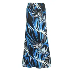 Юбки для женщин женские синий 2019 юбка высокая талия печати Bodycon Boho длиной макси Вечеринка пляжная faldas largas-30
