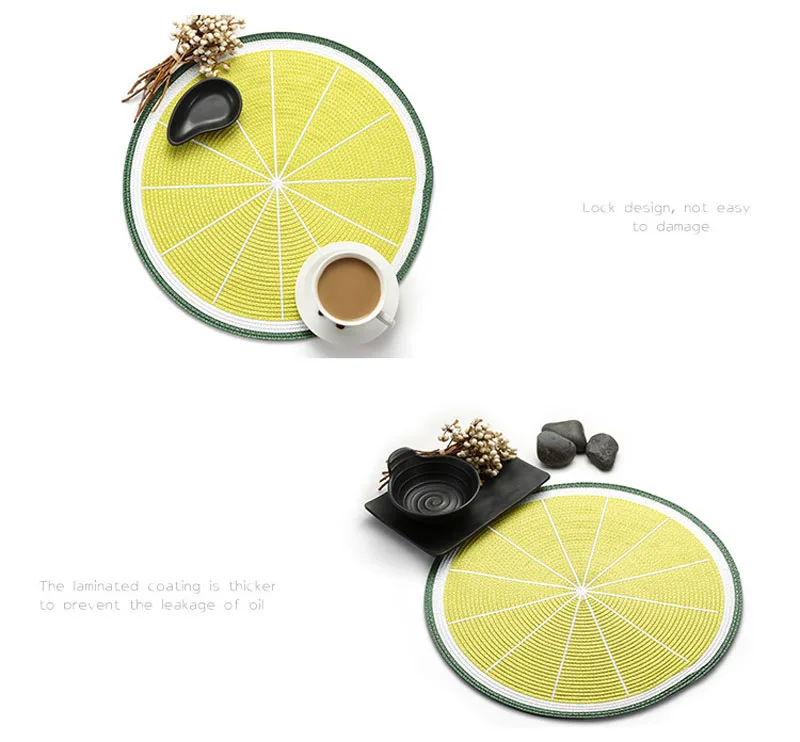 Creative Round Table Mats Fruit shape Dinning Table Placemats Anti-slip Insulation Mats Cushion Table Decoration        (14)