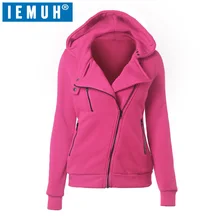 IEMUH 2018 Coat Women Autumn Winter wild Wool liner Slim Zipper Casual Hooded Zip-up Coat Solid Pockets Patchwork Coat