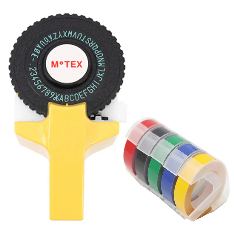 

Yellow Color MoTex E101 Printer Mini DIY Hand compatible for dymo 3D embossing manual Tape Manual Typewriter lettering machine