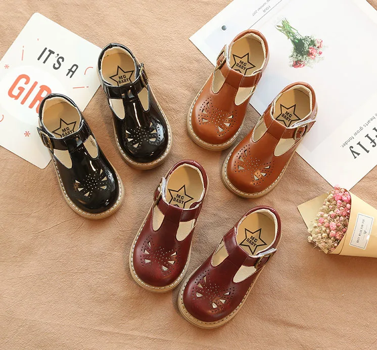 Kids leather Shoes Princess Girls School Shoes Children Leather Party Dress Flat Little Girls Shoes Baby Casual Sneaker