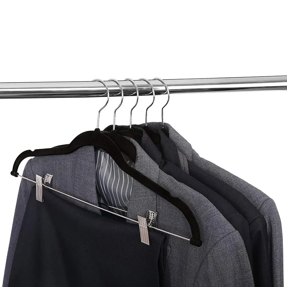 8 шт. бархатные вешалки для одежды премиум класса Нескользящие вешалки для одежды с зажимами для брюк куртки пальто одежда платье