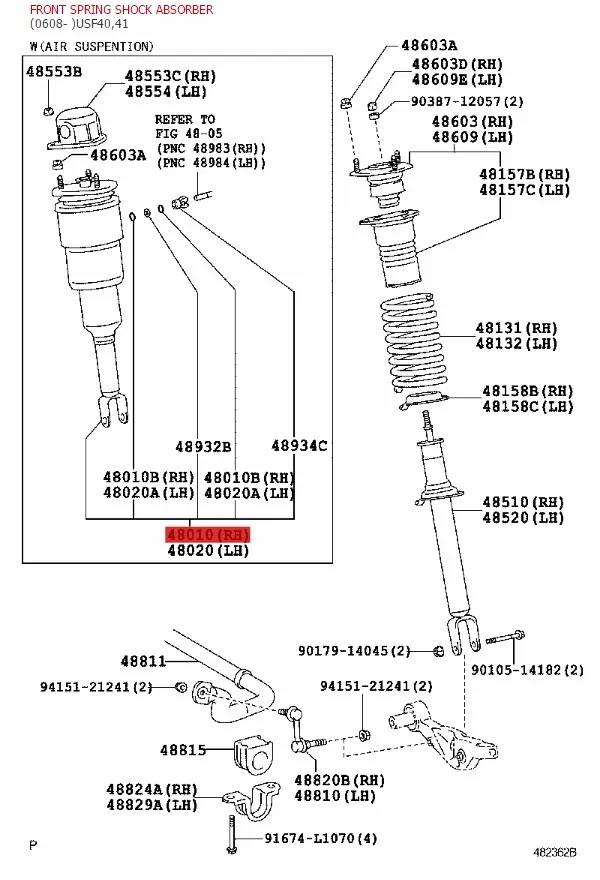 StOSSDaMPFeR 2 шт. Передняя Пневматическая стойка Подвеска пневматическая стойка амортизатор в сборе подходит для Lexus Toyota LS460 4801050240 4801050150