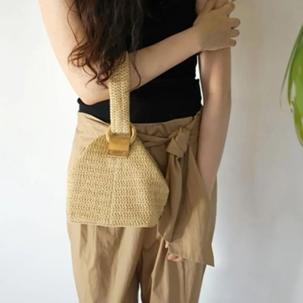 

Bag Woman Straw Creative Tote Bag Female Beach Bag Shoulder Messenger Bag Personality Lady Handmade Knit Trends Vintage Handbag