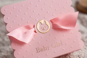 

30PCS/LOT Cute Pink Color baby shower baptism girl birthday candy box party sweet guest favor gift box free shipping