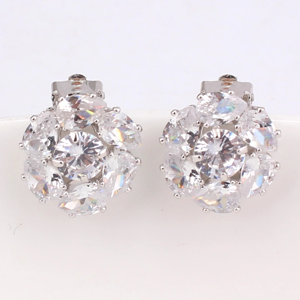 GRACE JUN 12 Colors AAA Cubic Zircon Tear Drop Geometric Clip on Earrings No Pierced for Women Party Wedding Charm Ear Clip New