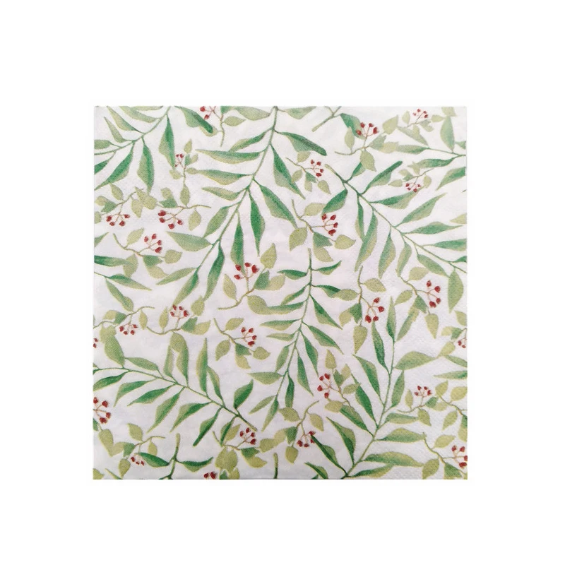

New product hot sale Palm leaf pattern Color printing disposable napkin in disposable party tableware disposable tissues wedding